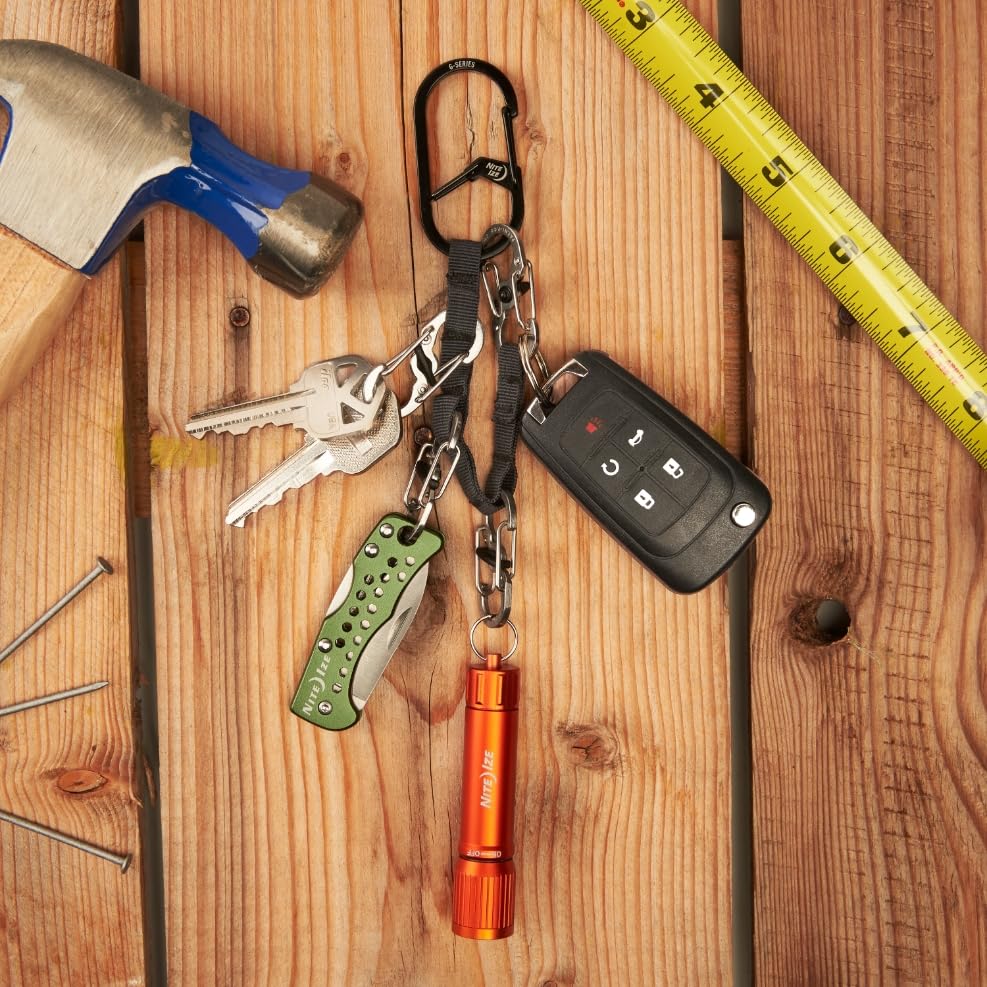 Nite Ize GearLine Mini G-Series Dual Chamber Carabiner clips securely to belt loops