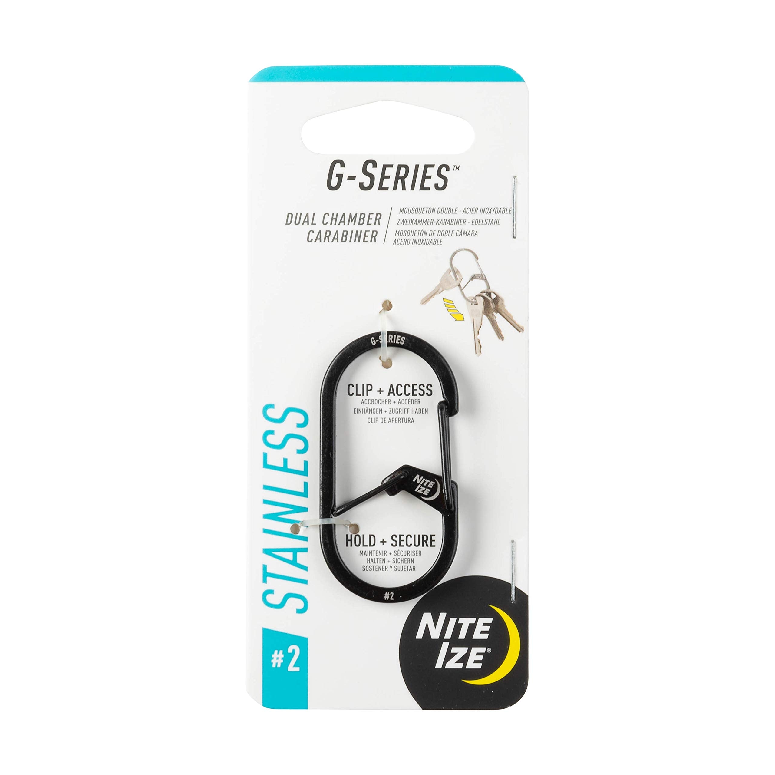 Nite Ize GS2-01-R6 small size carabiner ideal for compact key sets.
