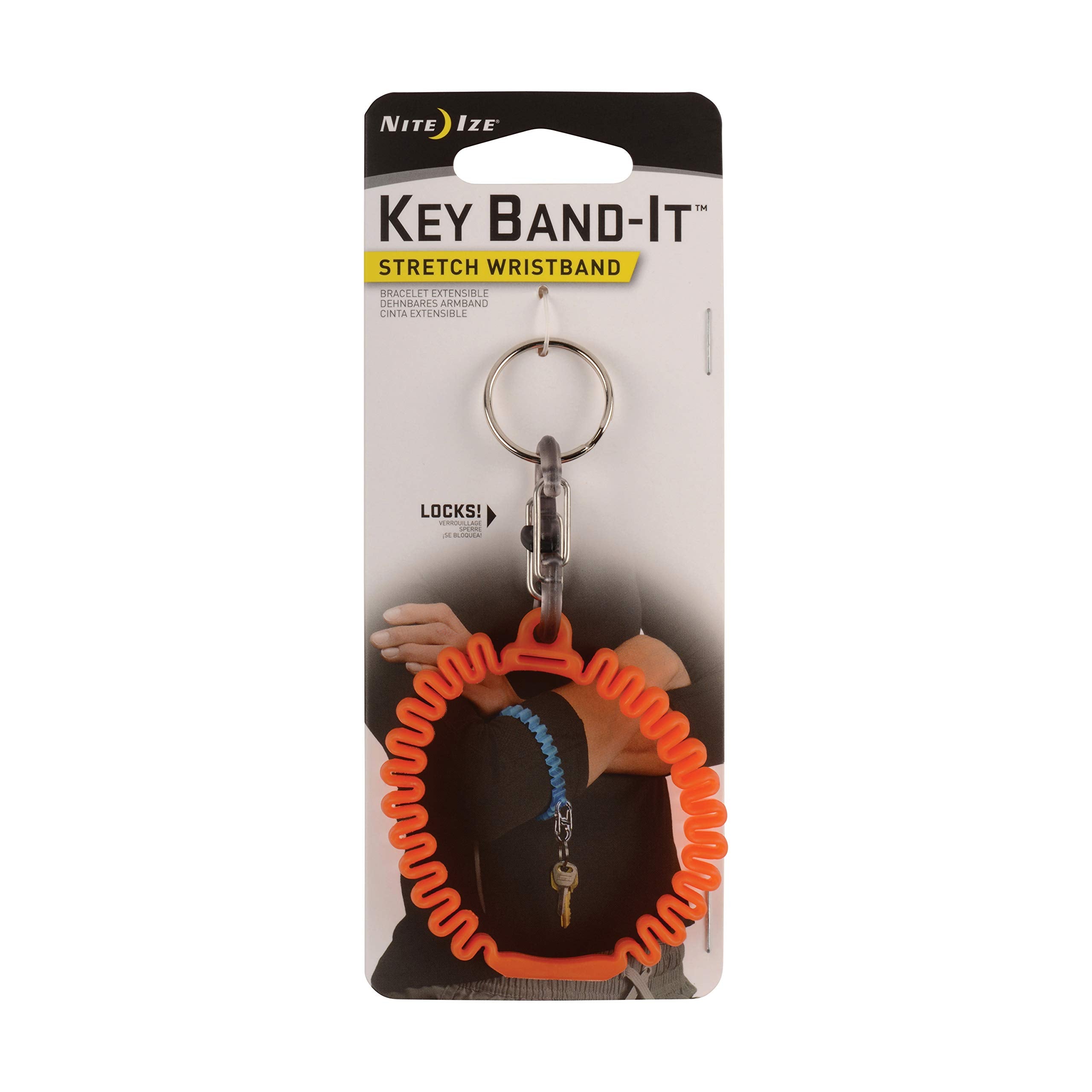 Nite Ize Key Band-It worn on the wrist for hands-free key access.