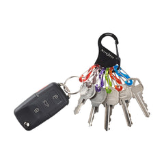 Close-up of the Nite Ize carabiner clip shows sturdy construction for quick access.
