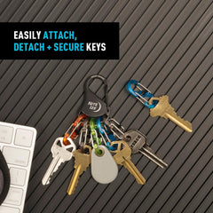 Nite Ize steel carabiner clip enables quick attachment and detachment for easy key changes.