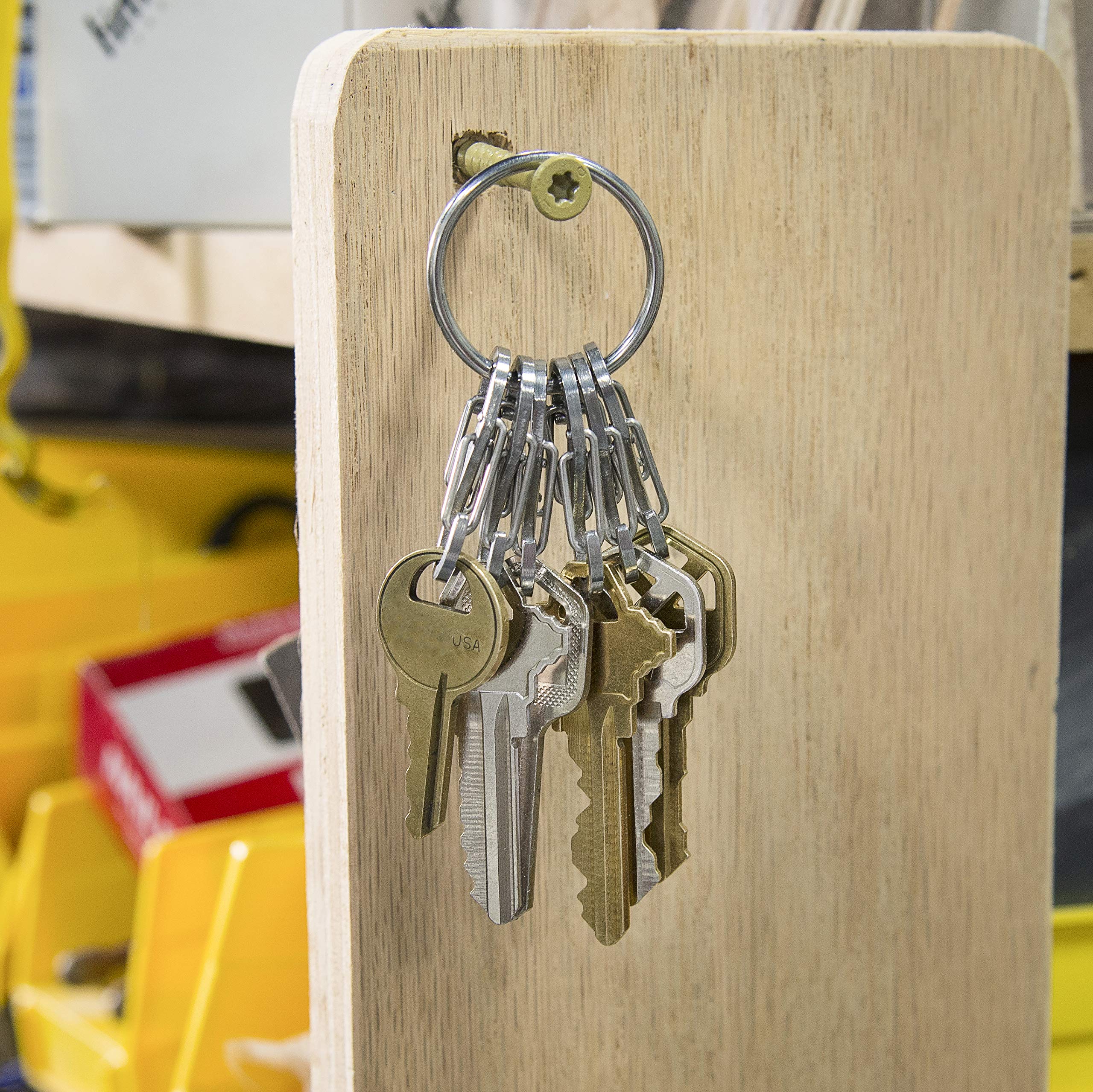 Nite Ize NI-KRGS-11-R3 with six S-Biners arranged for organized key storage