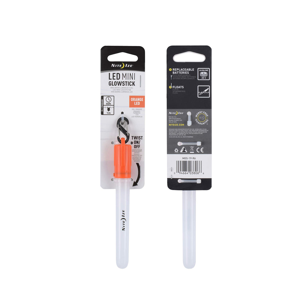 Nite Ize LED Mini Glowstick orange replaceable battery for extended use.