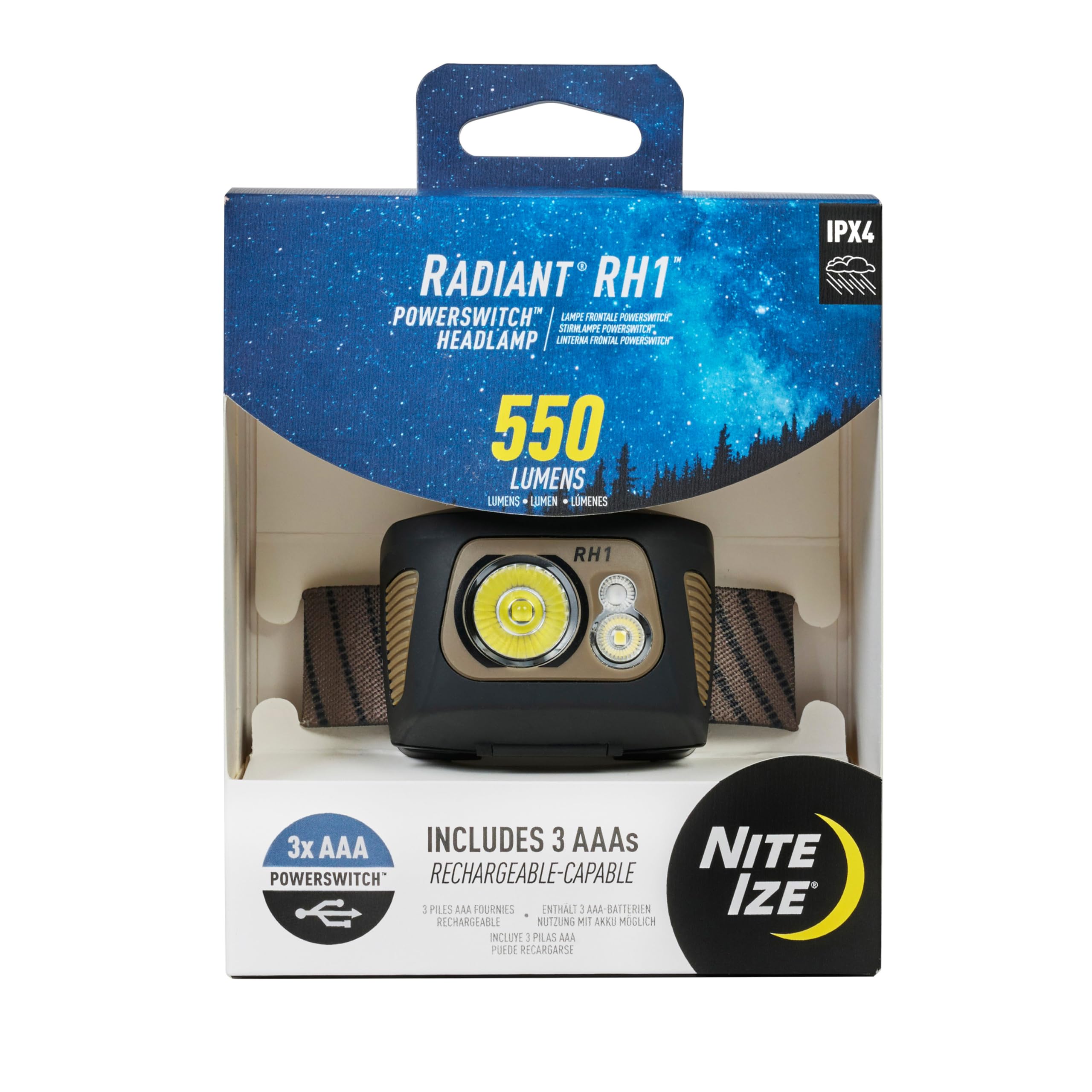 Nite Ize Radiant RH1 headlamp with a focused front beam for night tasks