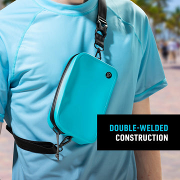 Nite Ize RunOff top view of compact blue hip pack