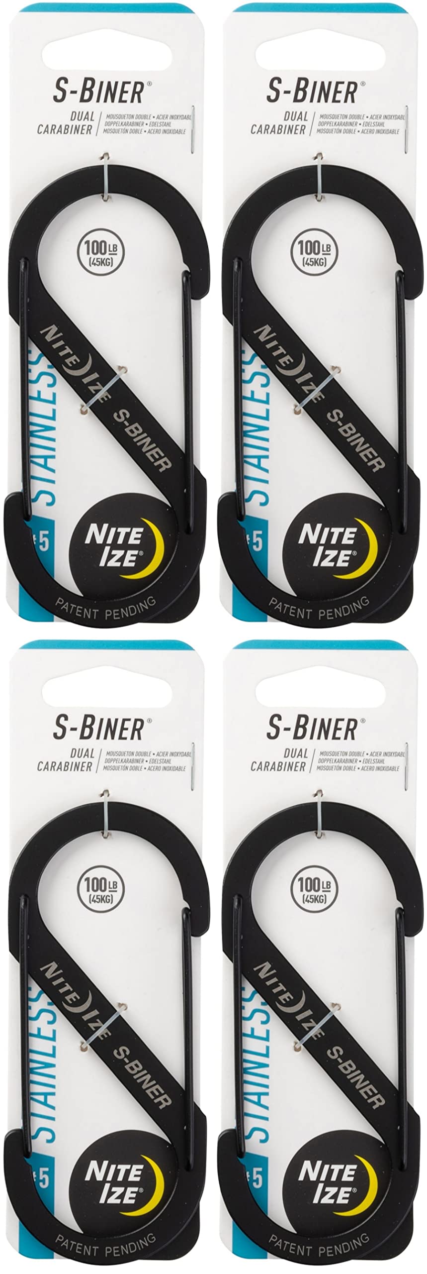 Nite Ize S-Biner #5 front view highlights dual gates for secure everyday use.