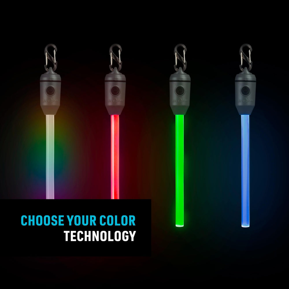Nite Ize Glow Stick attached to backpack with S-Biner clip