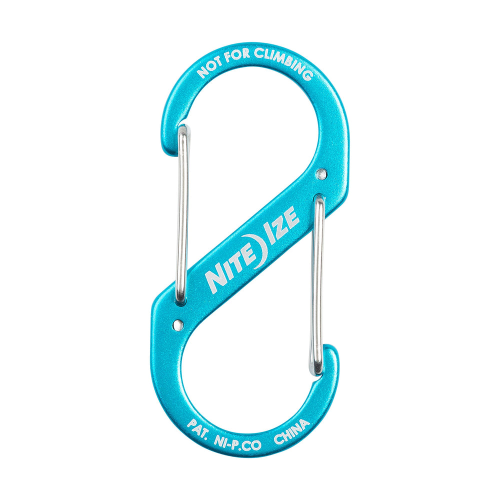 Nite Ize S-Biner blue key clip on one side, bag attachment on the other.