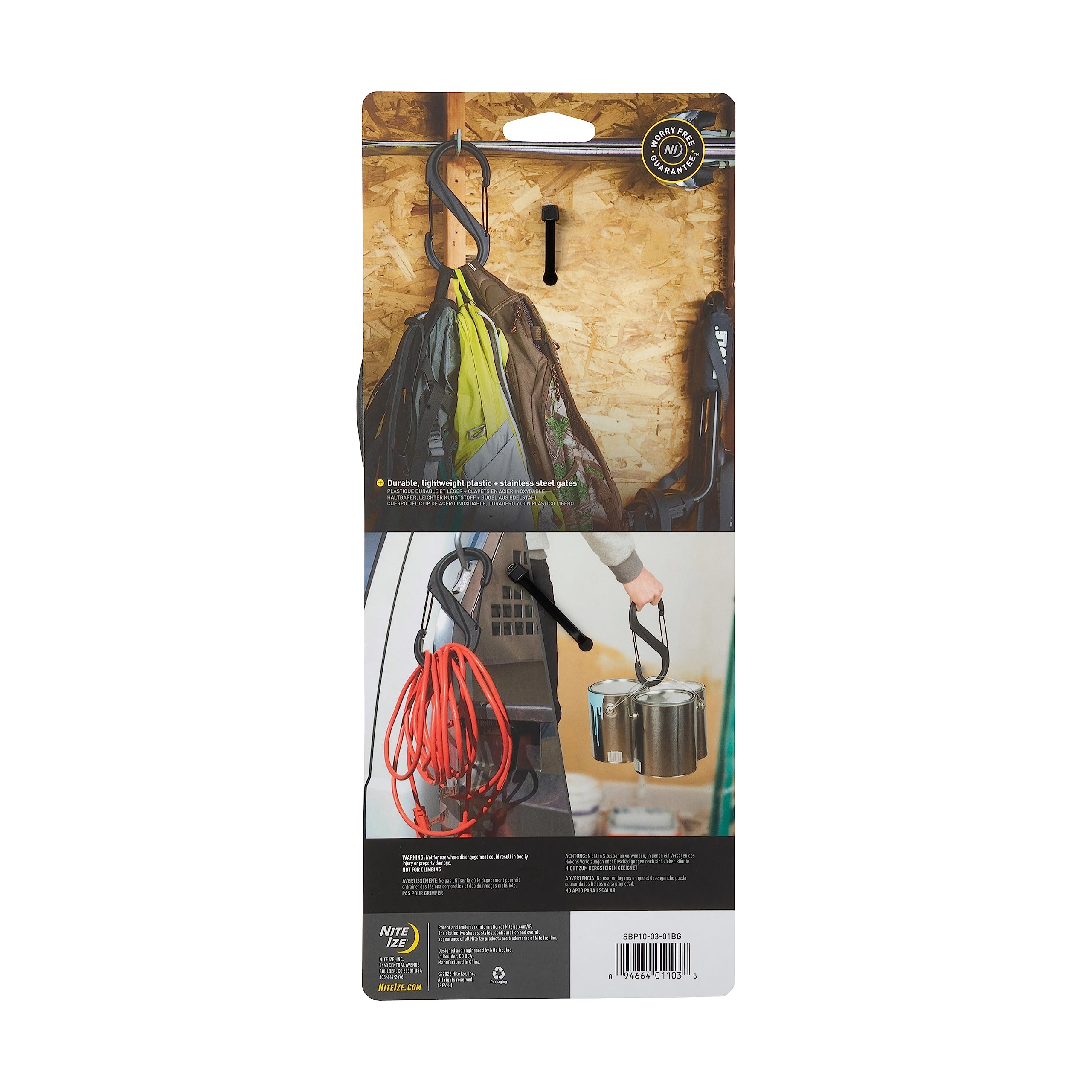 Nite Ize S-Biner dual-gate design enables versatile clipping for home use.