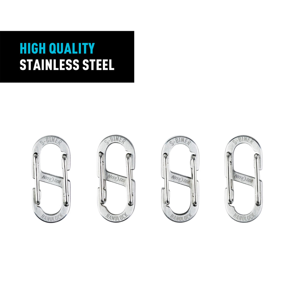 Nite Ize S-Biner NanoLock clipped to a bag for quick access