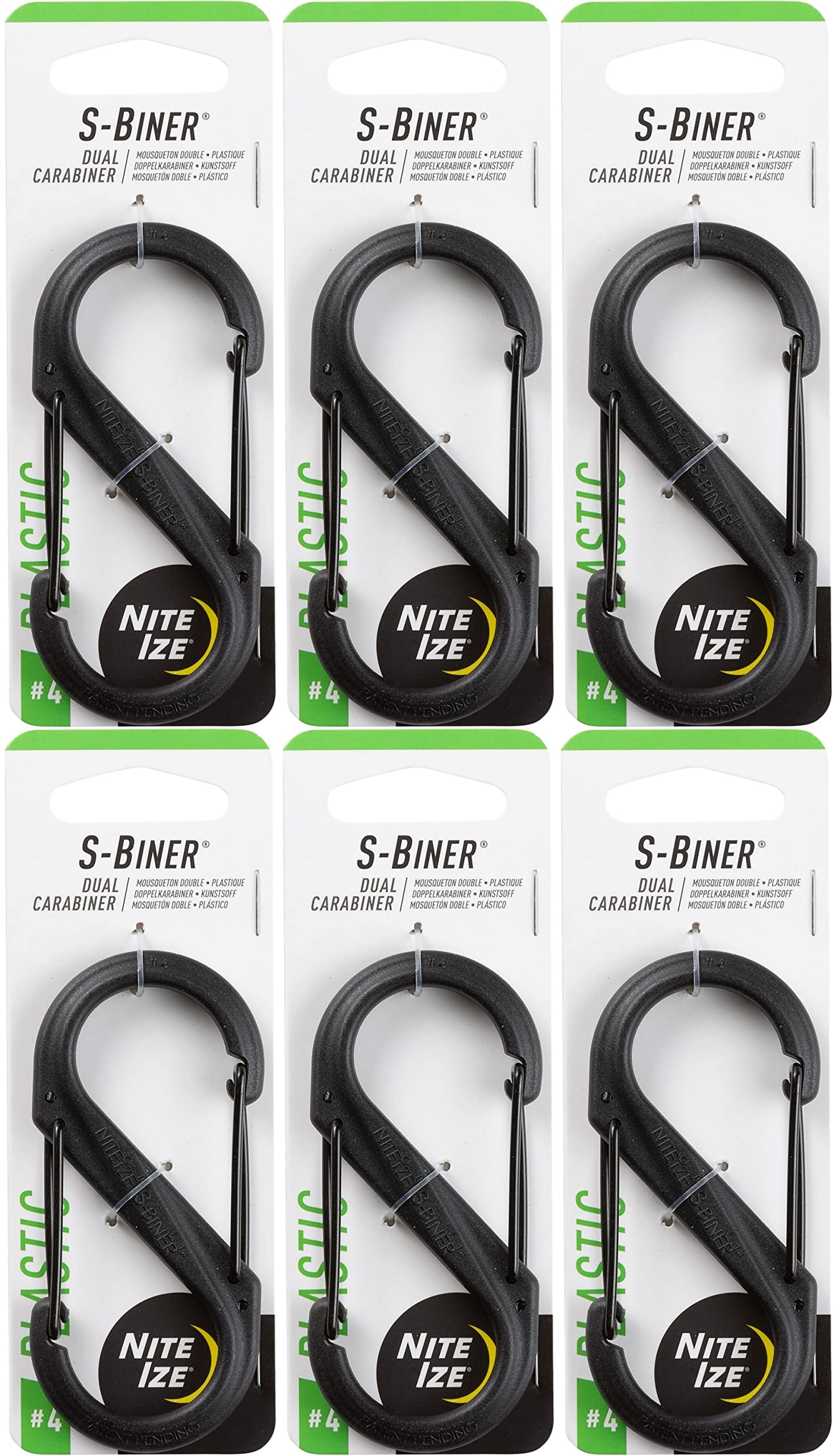 Nite Ize S-Biner Plastic Dual Carabiner #4 in black, front view for organized keys.