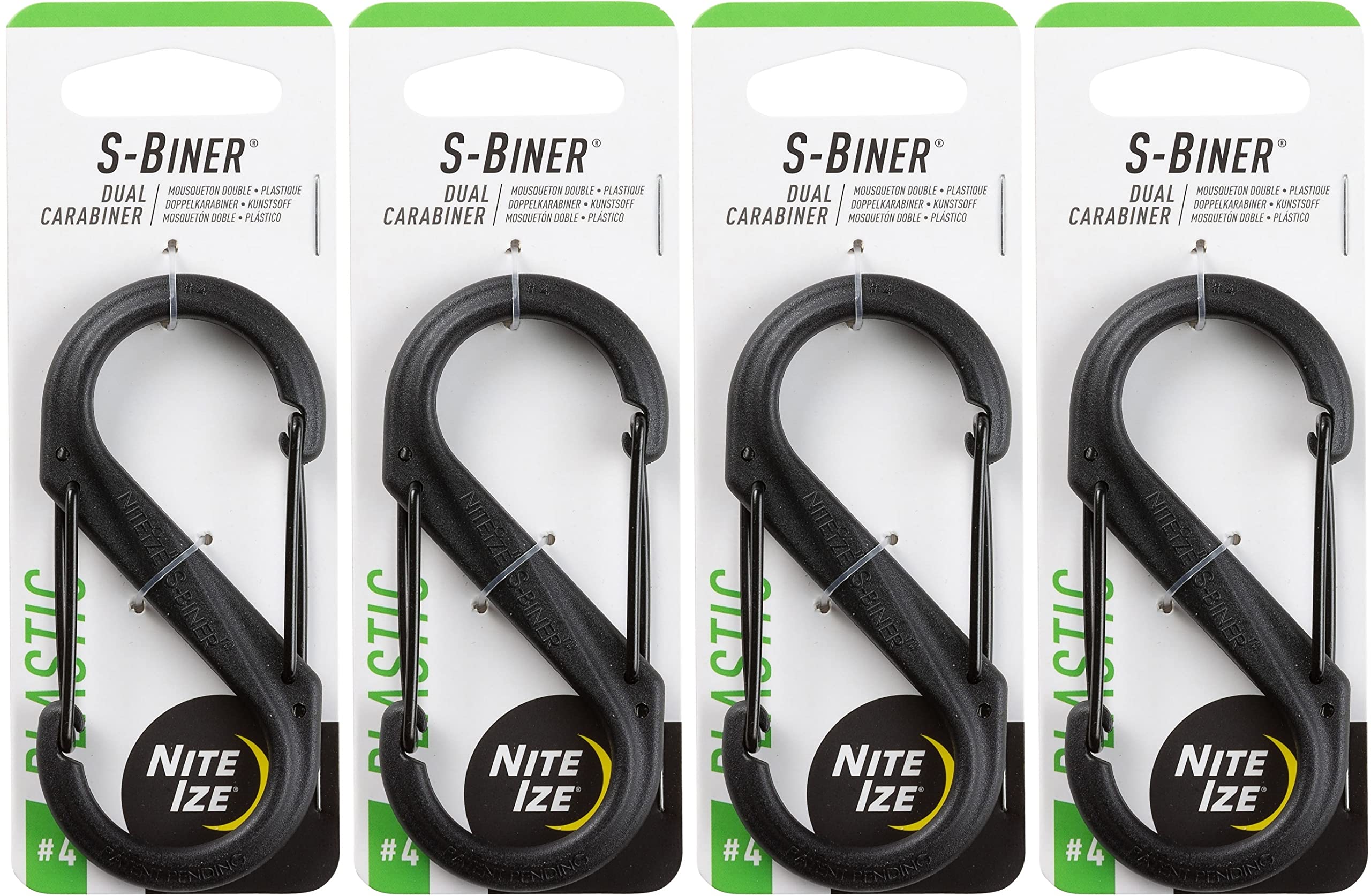 Nite Ize S-Biner No.4 dual-gated carabiner in tactical black with secure gates