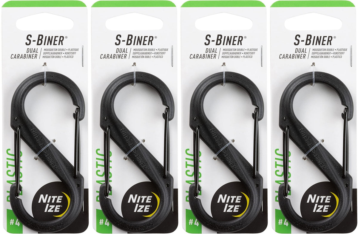 Nite Ize S-Biner No.4 dual-gated carabiner in tactical black with secure gates