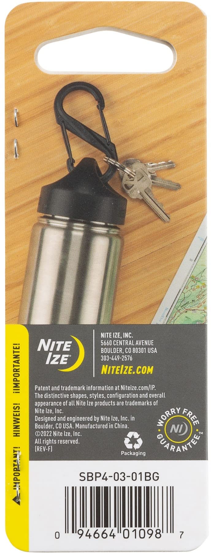 Nite Ize S-Biner No.4 attached to a backpack strap showing versatile gear linking