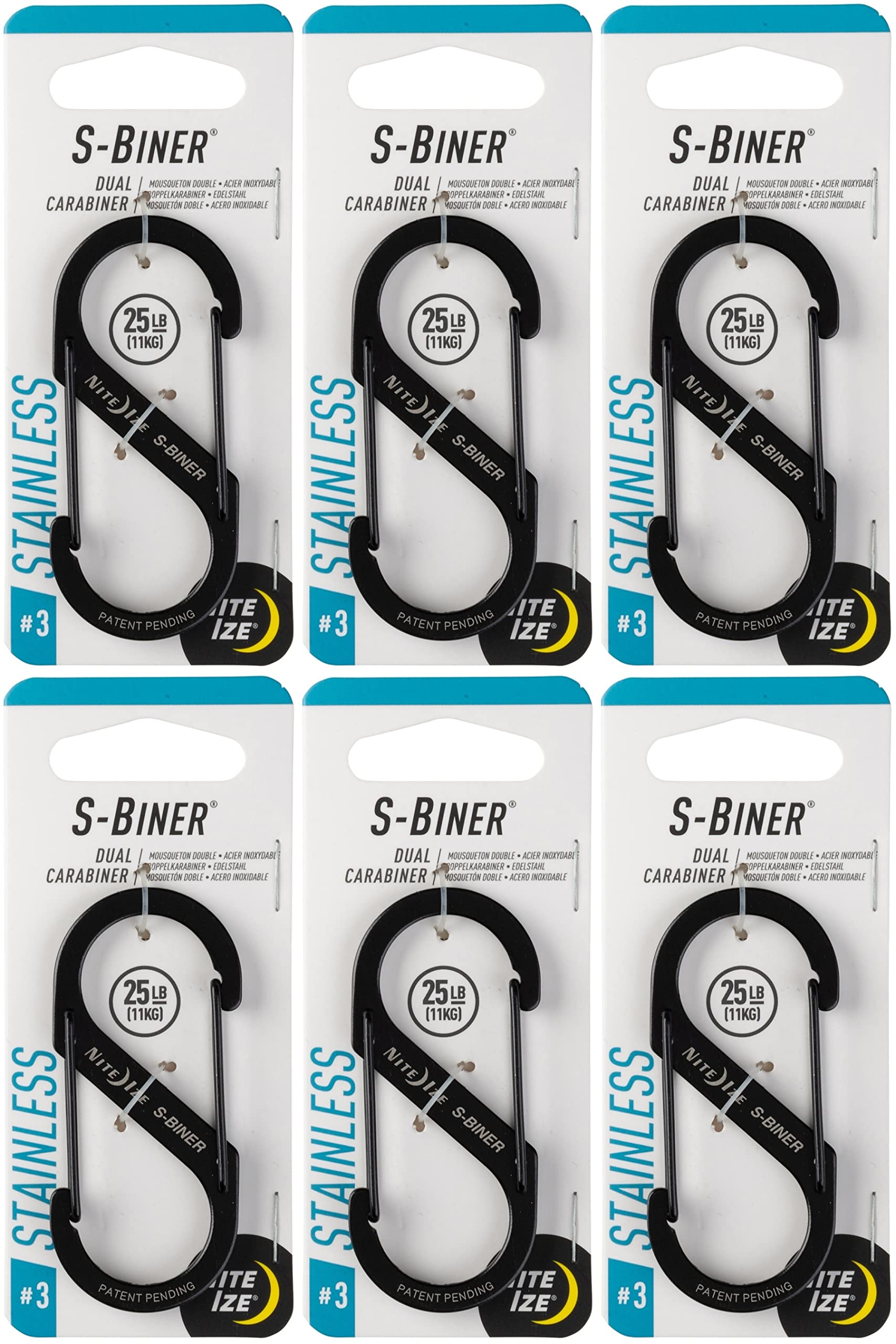 Nite Ize S-Biner Size 3 closeup with dual springs for secure items.