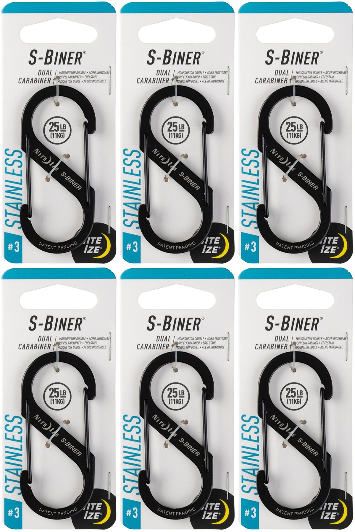Nite Ize S-Biner Size 3 closeup with dual springs for secure items.