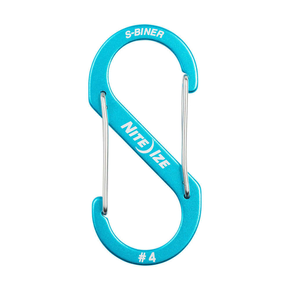 Nite Ize S-Biner Size #4 blue clips keys securely to one side for easy bag attachment.