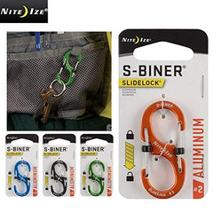 Nite Ize S-Biner Slidelock Aluminum #2 Orange side view shows secure locking.