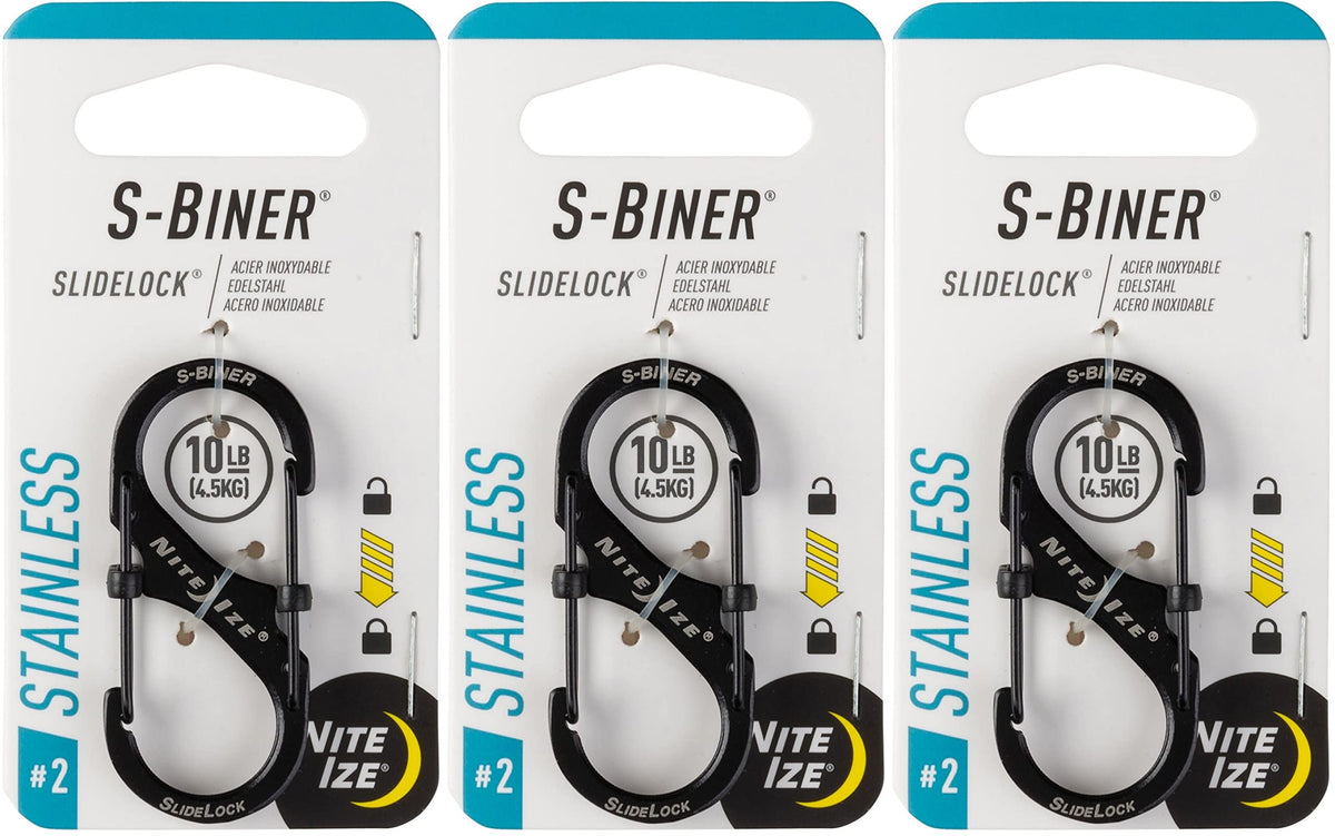 Nite Ize S-Biner SlideLock Stainless Steel Carabiner #2 - Black (3-Pac ...