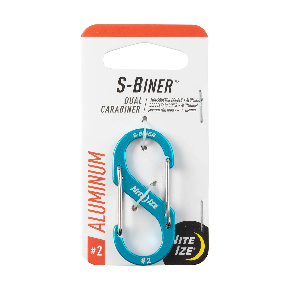 Nite Ize S-Biner blue dual carabiner front view for versatile clipping.