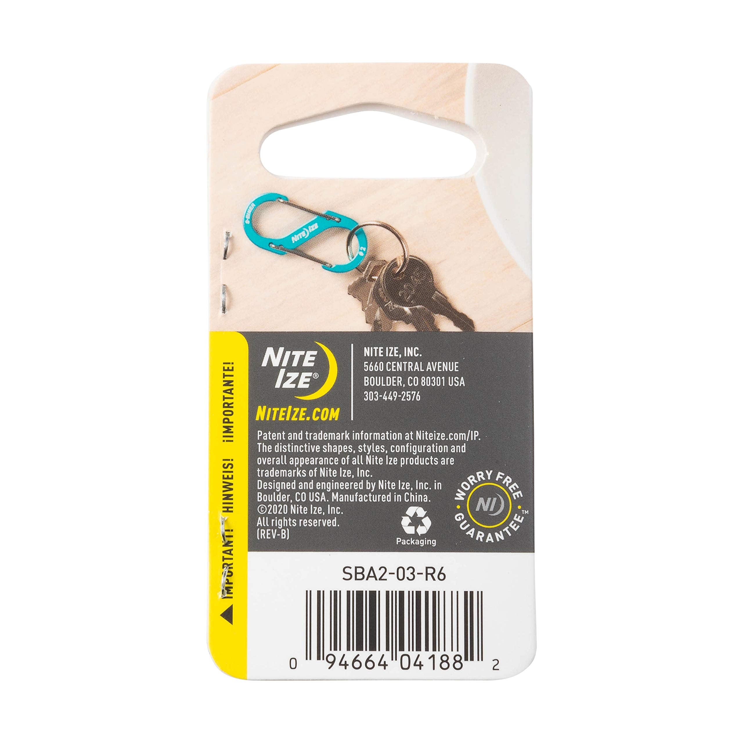 Nite Ize S-Biner blue not for climbing emphasizes safe, everyday use.