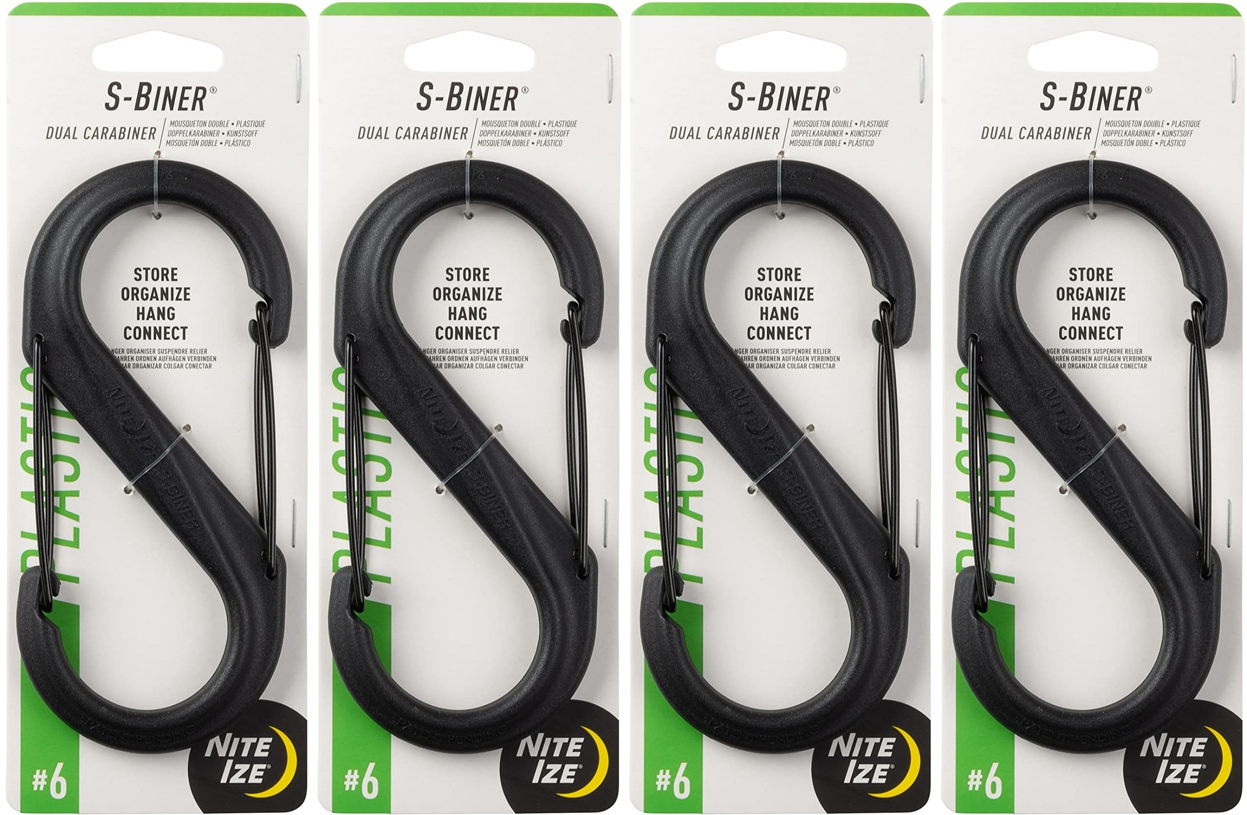 Nite Ize S-Biner SBP6-03-01BG double gated front view in assorted colors for versatile linking.