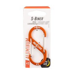 Nite Ize Size-3 S-Biner dual carabiner orange front view showing two gates for clipping.