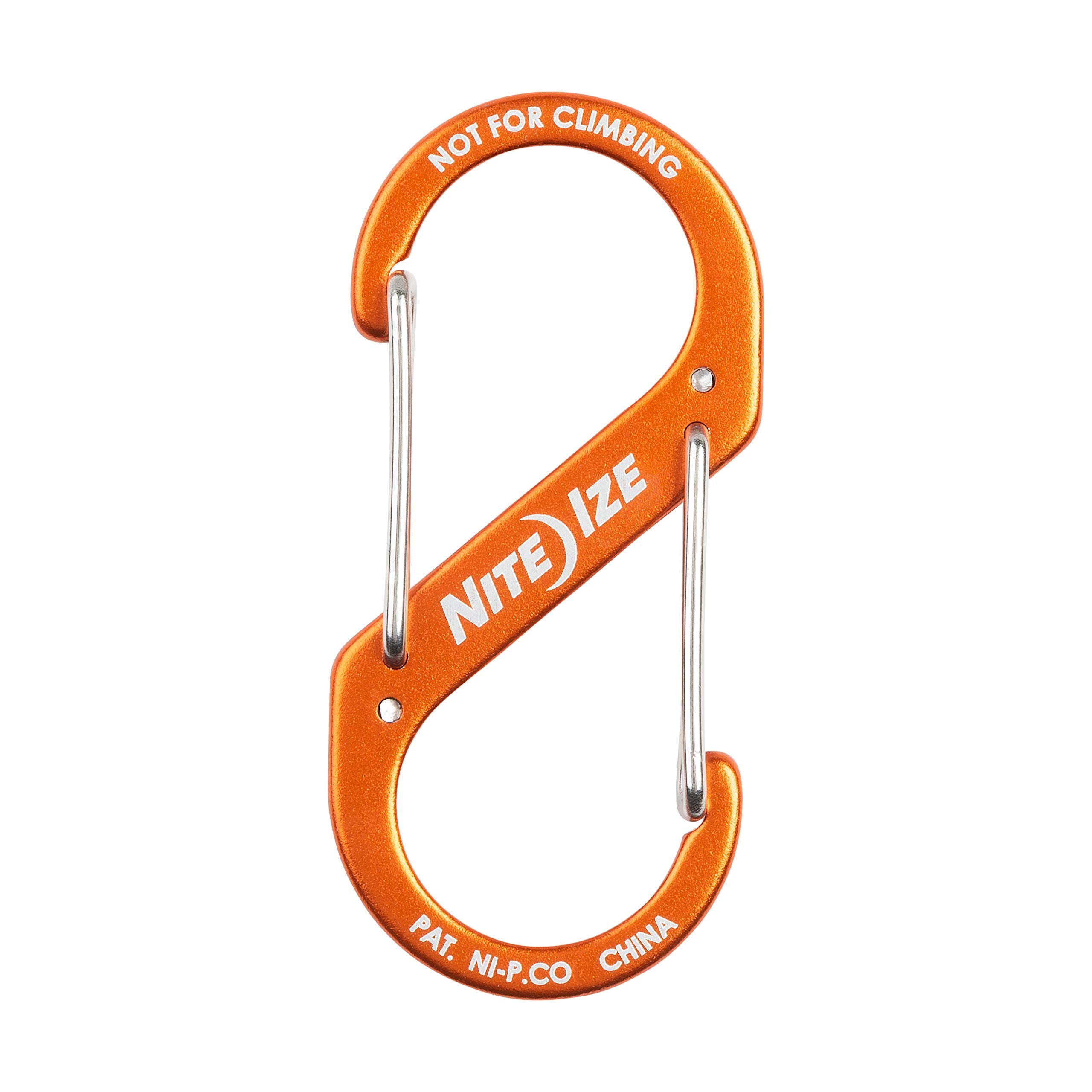 Nite Ize Size-3 S-Biner orange side view shows compact, lightweight profile.
