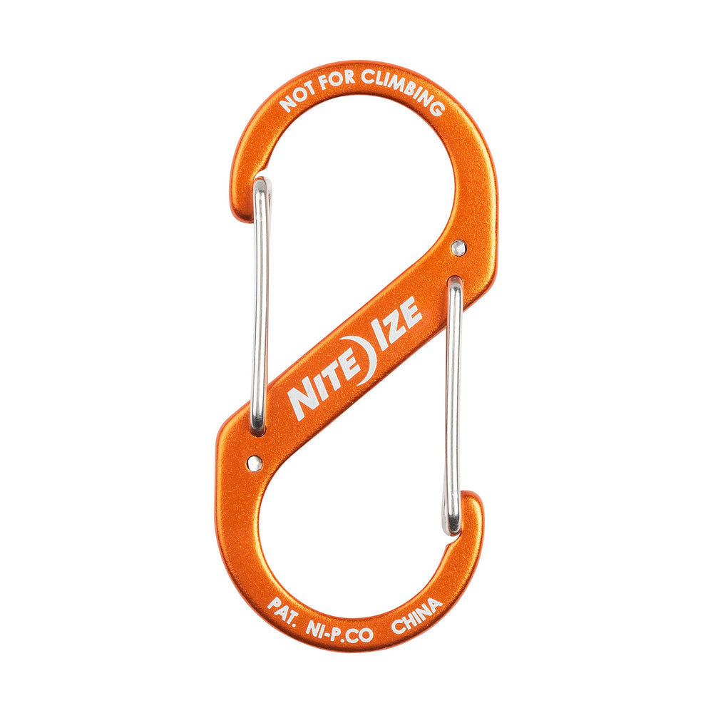 Nite Ize Size-3 S-Biner orange side view shows compact, lightweight profile.