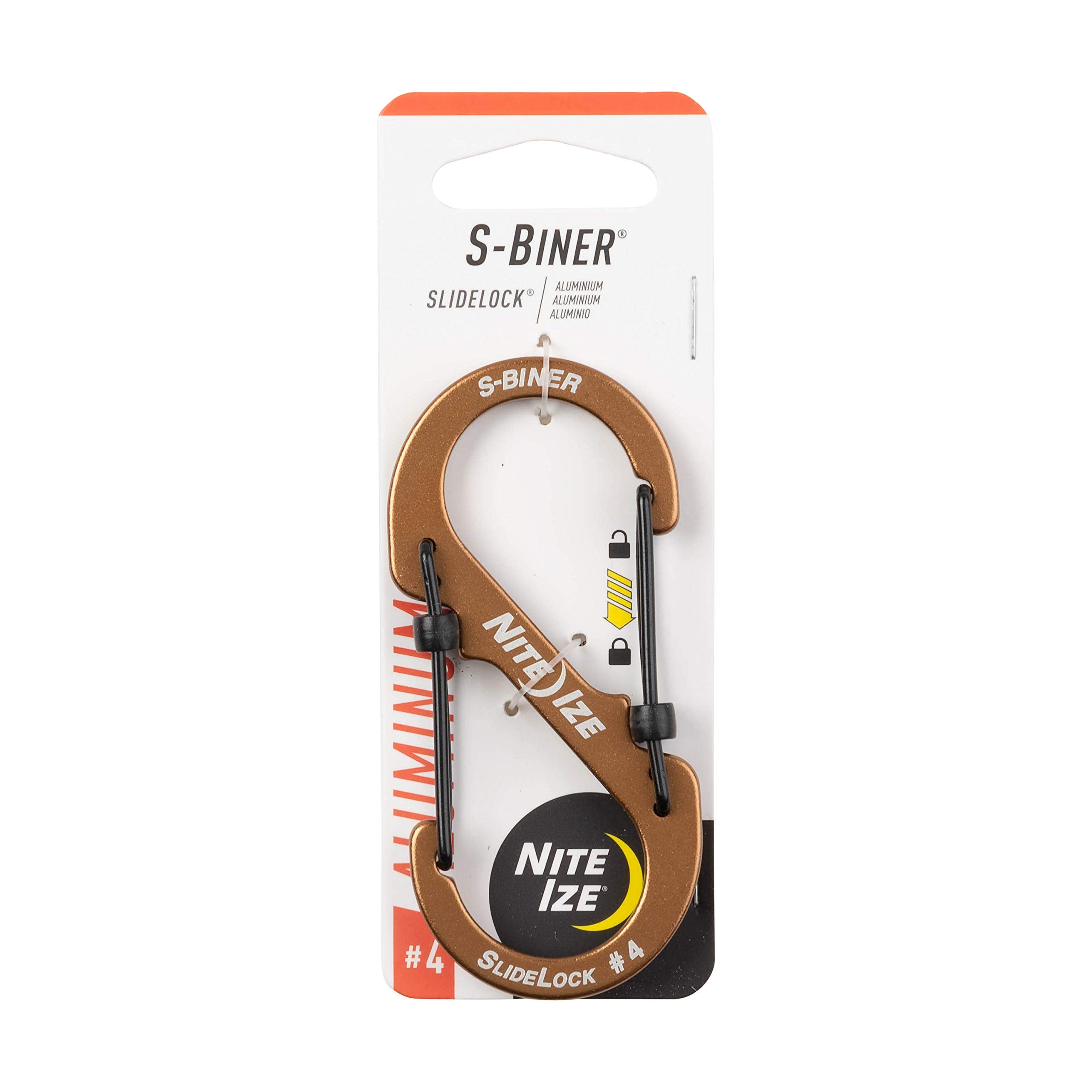 Nite Ize Size #4 S-Biner SlideLock dual carabiner secures keys.