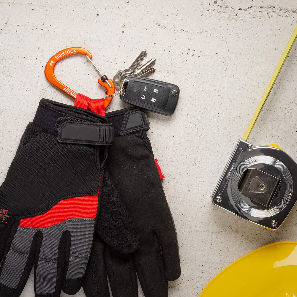 Nite Ize SlideLock No4 orange carabiner with a low-profile silhouette.