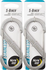 Nite Ize Stainless S-Biner close-up with dual gate for secure everyday attachments.