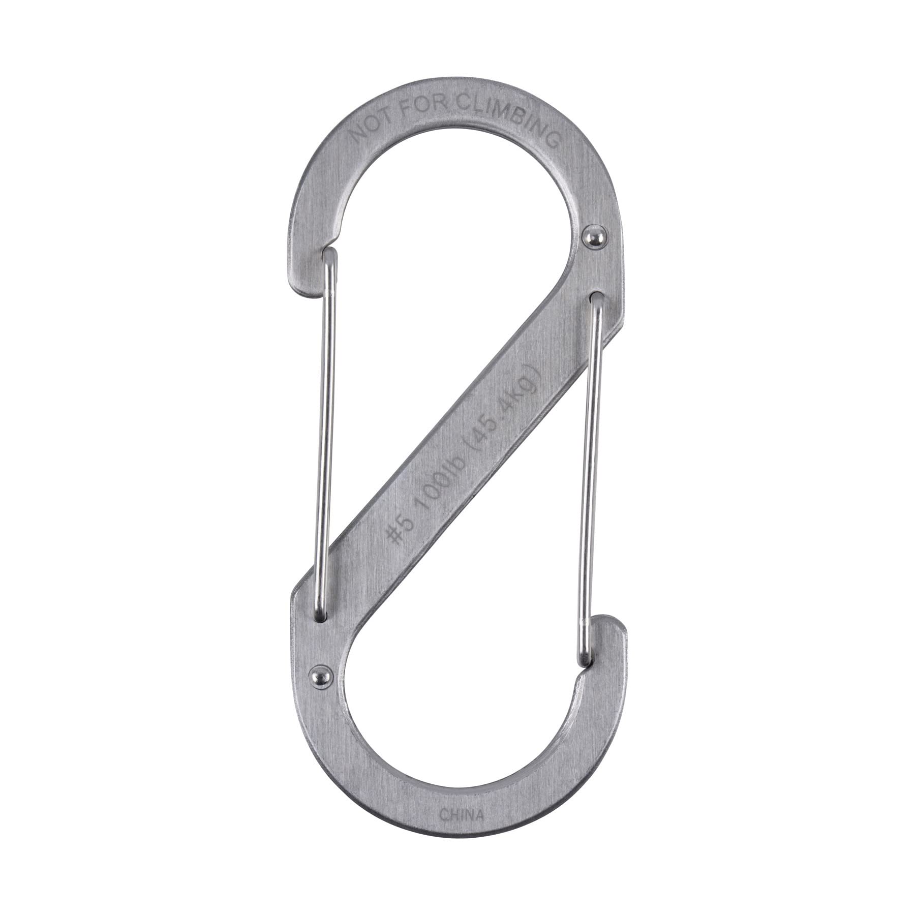 Nite Ize Stainless S-Biner hanging items from a purse strap.