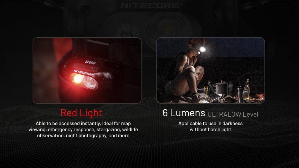 Nitecore HA11 battery compartment closed, includes one AA for reliable power.