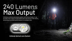 Nitecore HA11 red light mode close-up, preserves night vision during late-night tasks.