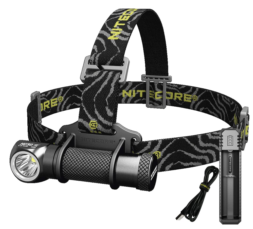 Nitecore HC30 headlamp front view showing compact, rugged design for outdoor adventures