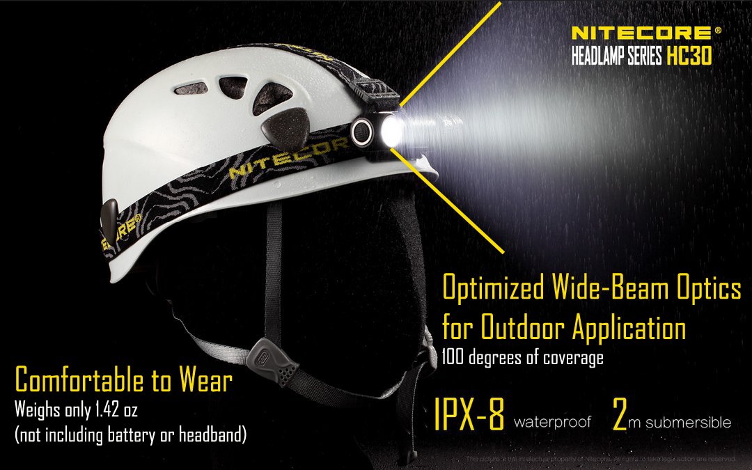Nitecore HC30 headlamp side profile highlighting lightweight construction