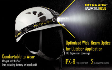 Nitecore HC30 headlamp side profile highlighting lightweight construction