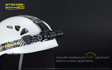 Nitecore HC33 task lighting on a workbench.