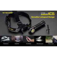 Nitecore HC35 magnetic tailcap provides quick hands-free mounting on metal.
