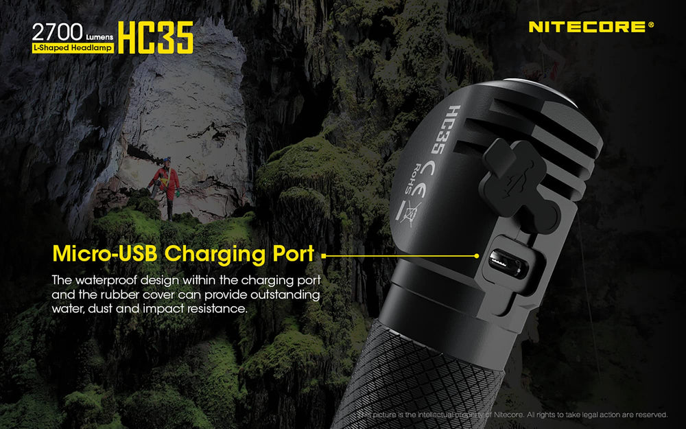 Nitecore HC35 pocket clip keeps the light securely attached.