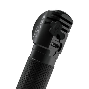 Nitecore HC35 soft-beam lens delivers comfortable, even illumination.