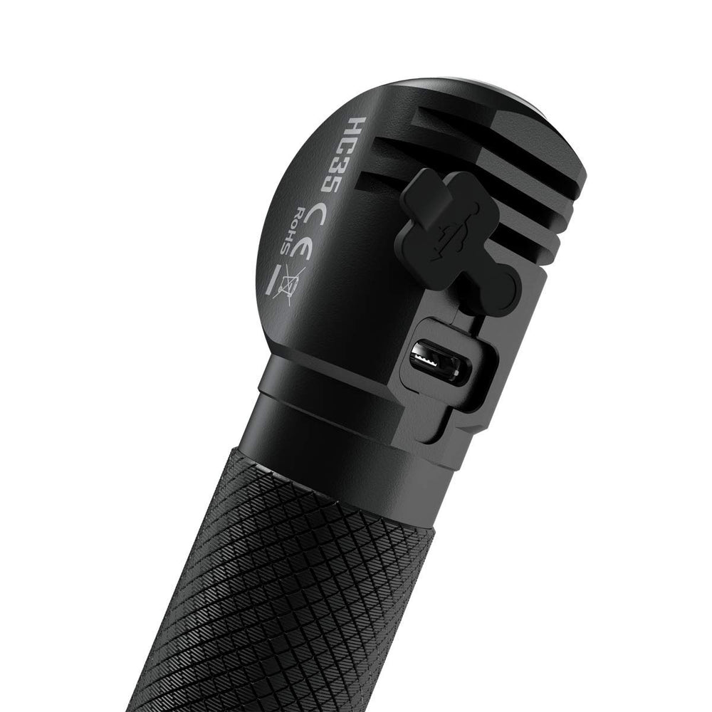 Nitecore HC35 bead surface reflective lens creating a comfortable, soft beam