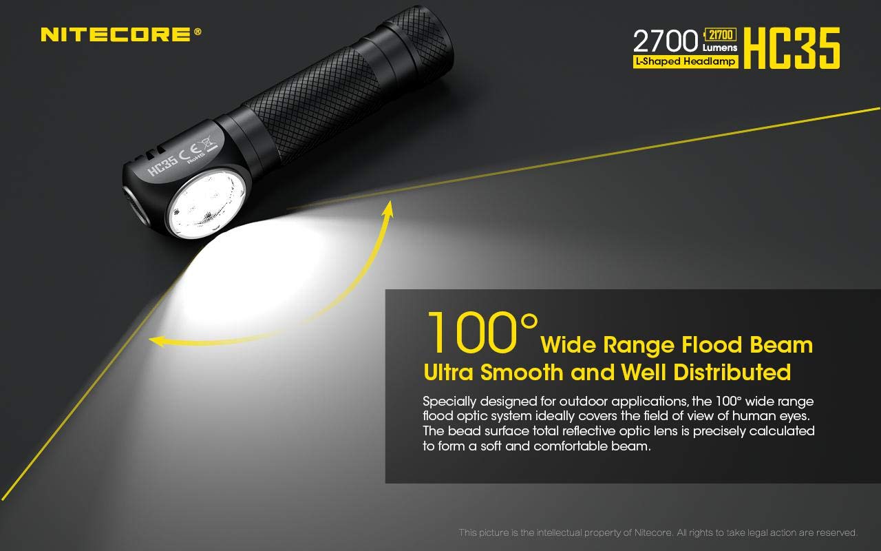 Nitecore HC35 ultralong runtime supports extended outdoor sessions.