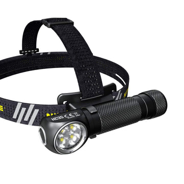 Nitecore HC35 wide flood beam illuminates campsite or trail.