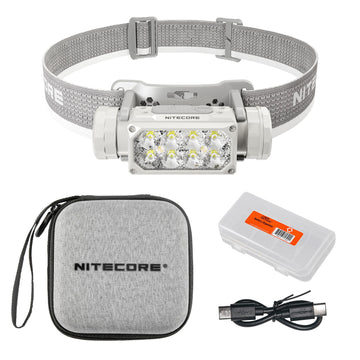 Nitecore HC65 UHE headlamp beam at 2000 lumens for outdoor visibility