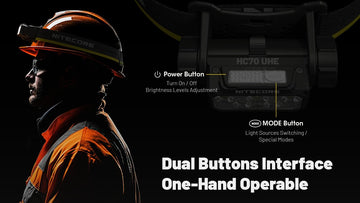 Nitecore HC70 red light with three outputs aids night work.