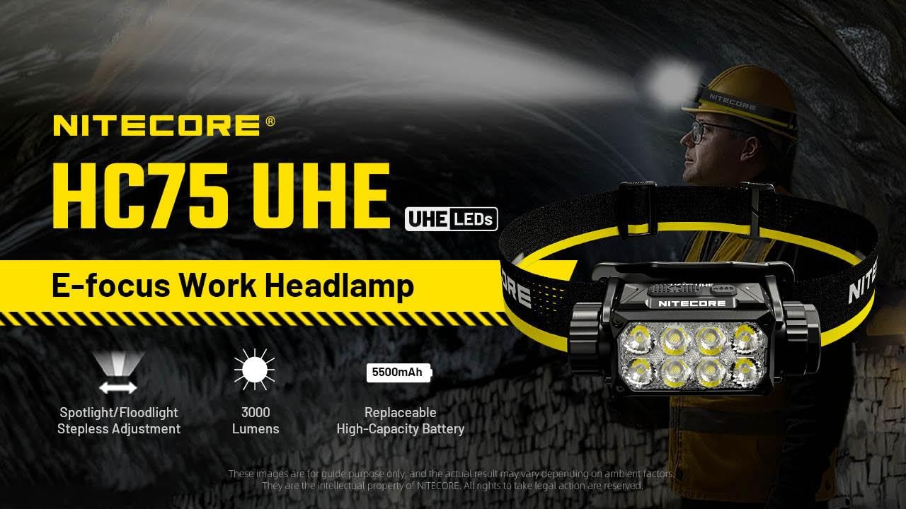 Nitecore HC75 UHE with battery included for ready-to-go adventures.