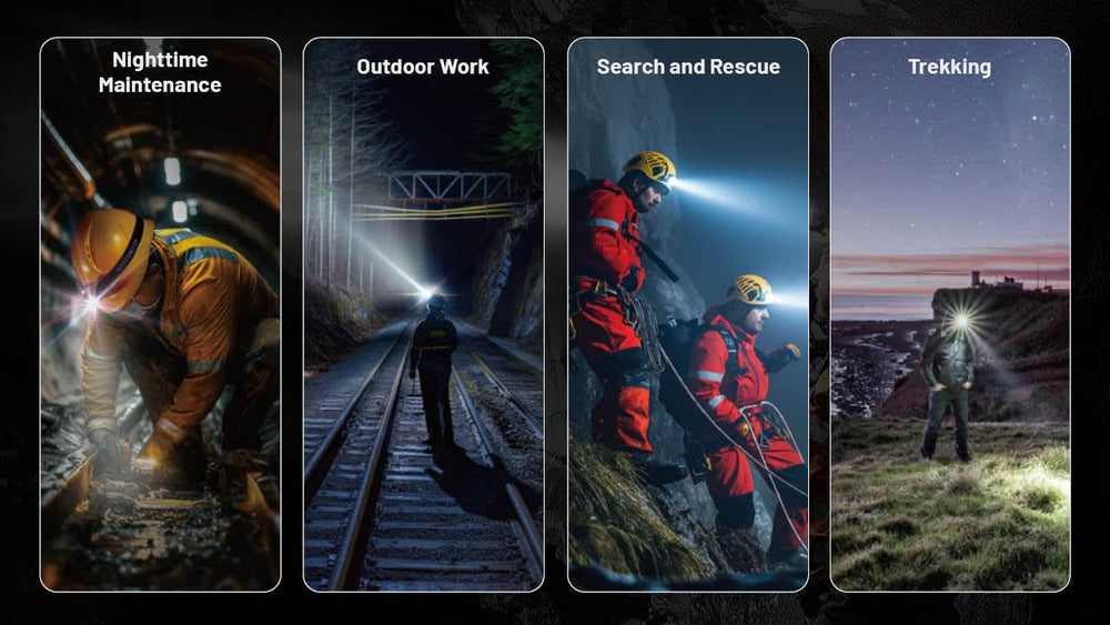 Nitecore HC75 UHE used during night hikes for hands-free lighting.