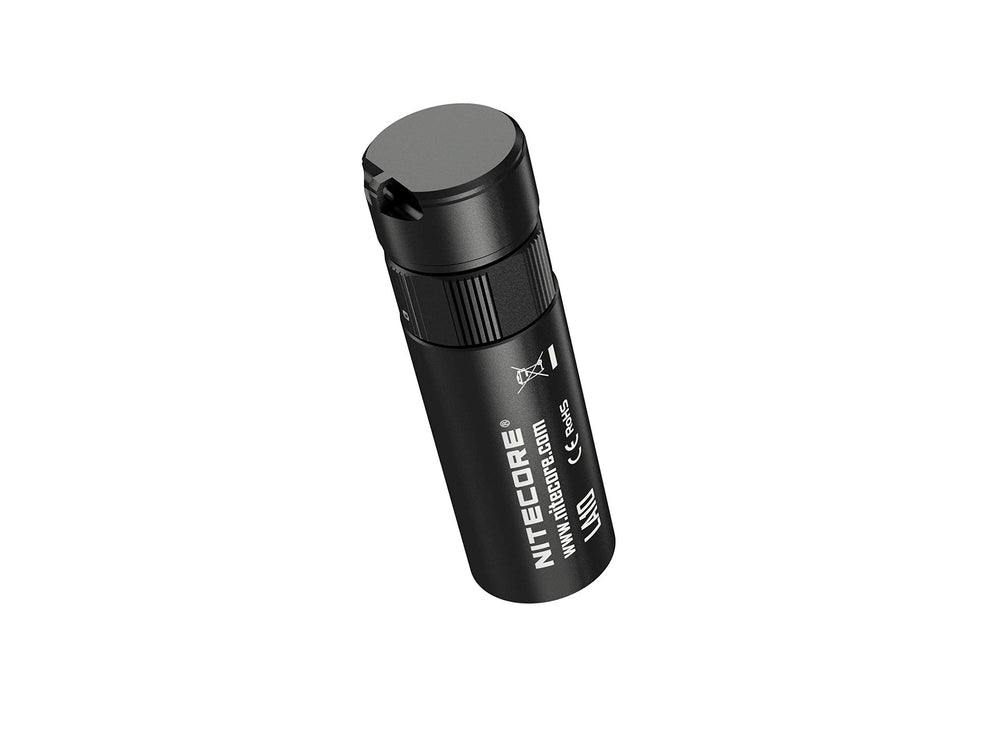 Nitecore LA10 mini camp lantern side angle shows bright outdoor illumination